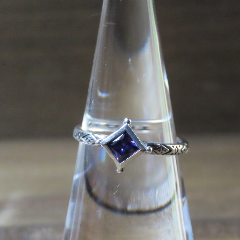 Silpada Belle Fleur Sterling Silver Purple CZ Stack Ring R2748 Size 6